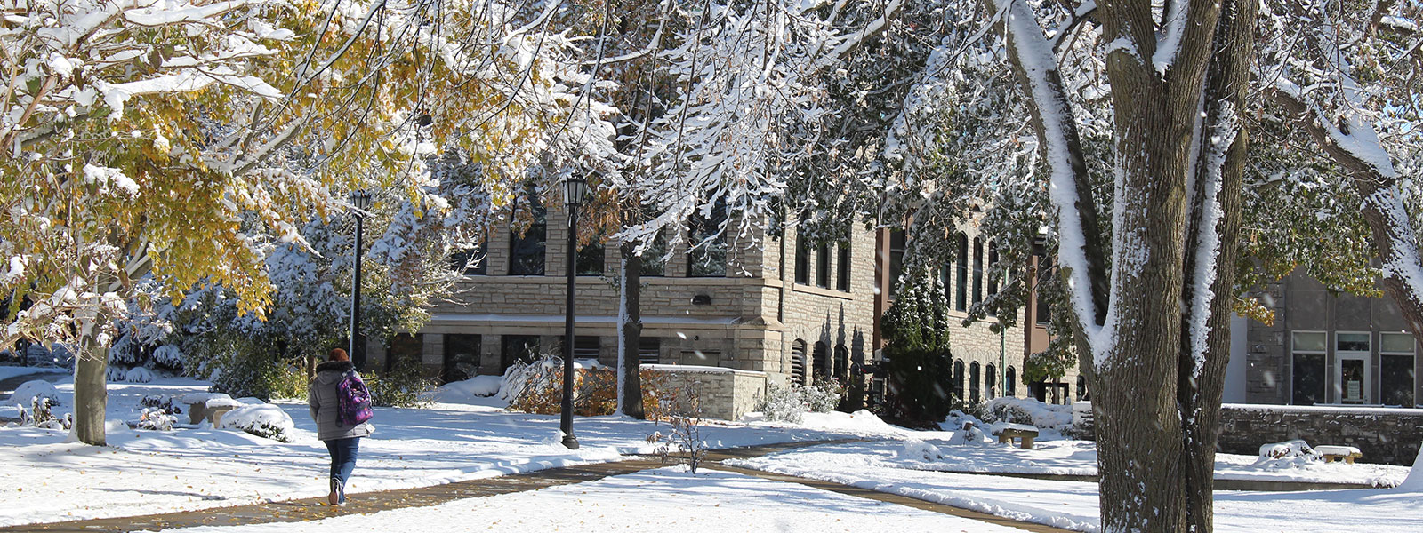 campus lawn in the winter