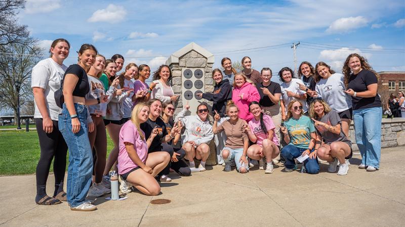 Softball Team supporting Gabbie Stallbaum at Academic All American Ceramony