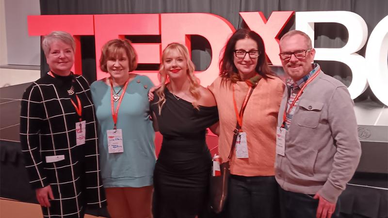 Kelsey Stanfield ’24, with Heidelberg Professors at her TEDx presentation