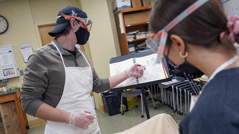 students work in cadaver lab