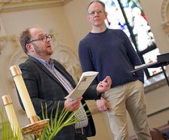 Choir Director Greg Ramsdell with guest composer Eric Barnum